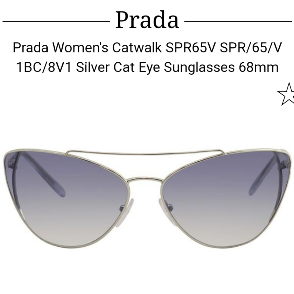 Prada SPR65V Unisex Cat Eye Modified Aviator Sunglasses Gold Metal Frame MA#4